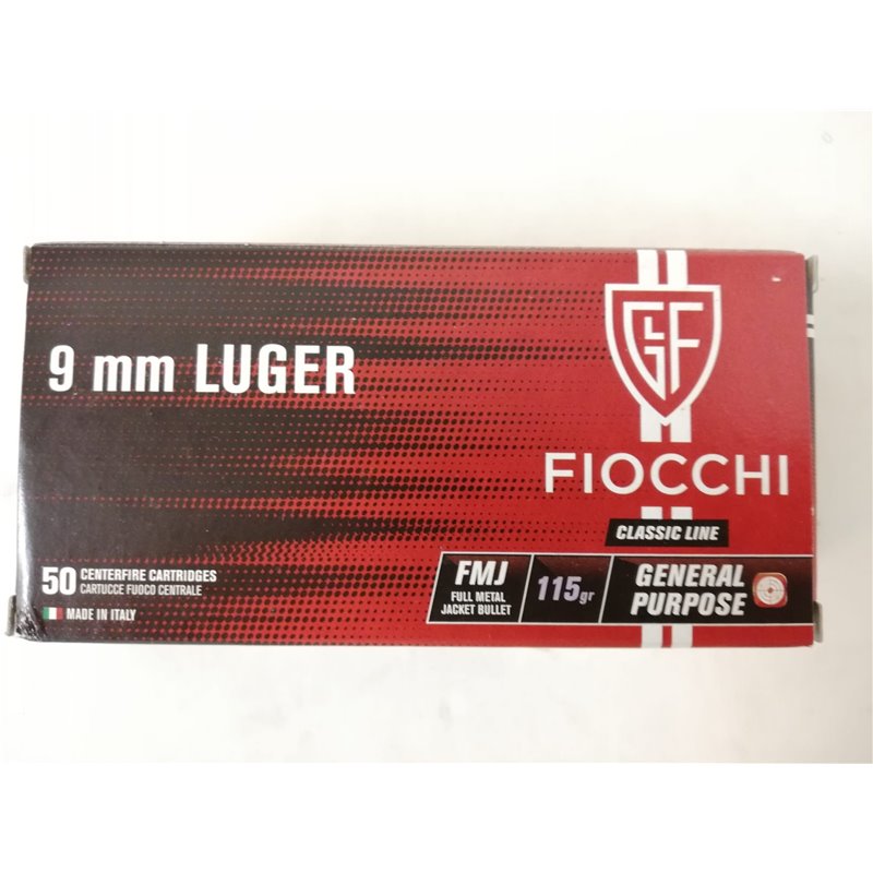 Munición Fiocchi 9 mm FMJ 115 gr.