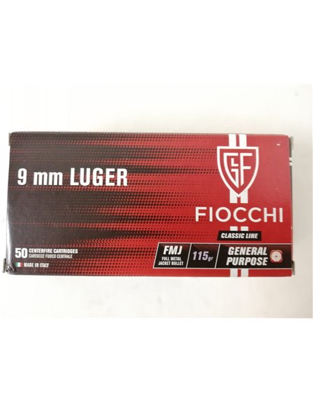 Munición Fiocchi 9 mm FMJ 115 gr.