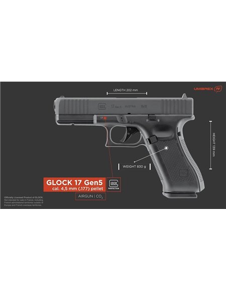 Pistola CO2 Glock 17 Gen5 Blowback Pellets