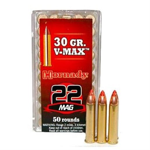 Munición Hornady .22 WMR V-MAX 30 GR