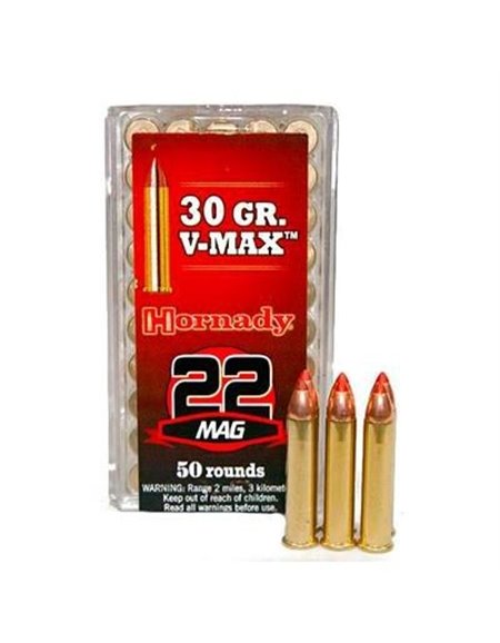 Munición Hornady .22 WMR V-MAX 30 GR